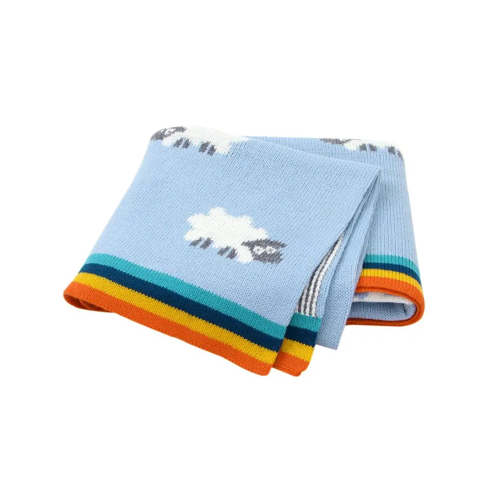 

Baby Blankets Soft Newborn Bebes Swaddle Wrap Blanket Cartoon Sheep Knitted Infantil Kids Stroller Sleepsack Bed Covers 100*80cm