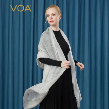 

VOA pure cashmere 200 fur-edged scarf large square grid print season four seasons can be used multi-functional long shawl PB59
