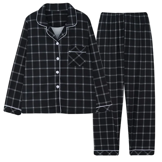 2021 Spring Plaid Two-piece Home Suit for Women Viscose Long-sleeved Lapel Pants Pajamas Women Summer Pyjamas Femme Home Clothes 790-1