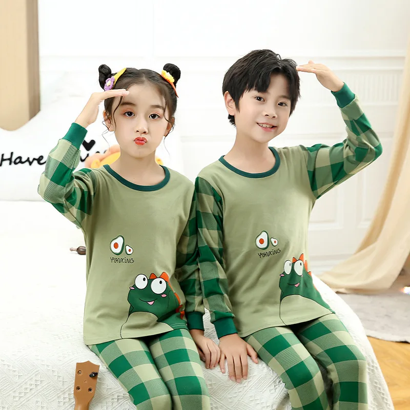 pajama sets cheap Autumn Cotton Pajamas For Children 2pcs Clothing Sets Winter Boys Sleepwear Toddler Girls Cat Pyjamas Kids Pijama Night suit designer nightgowns