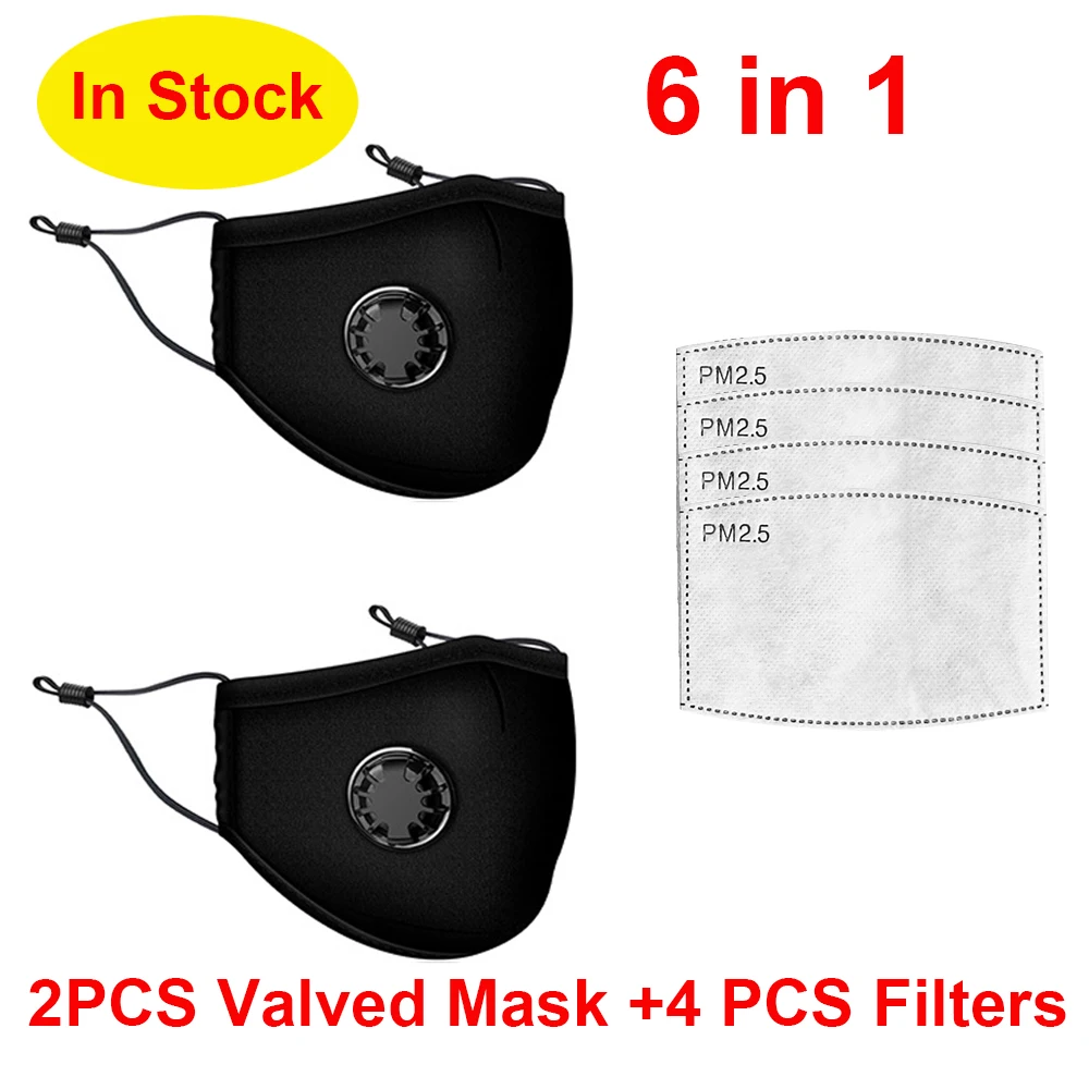

10PCS Adult Anti Dust Respirator Masks Breathing Valve Washable Cotton Activated PM2.5 Carbon Filter Anti Allergy Mouth Masks