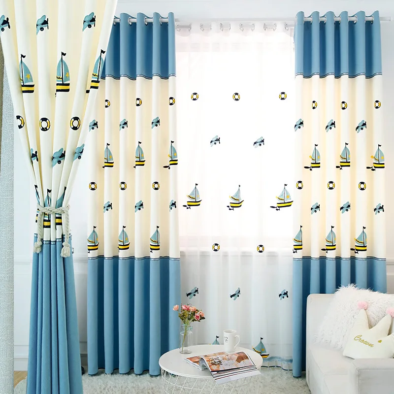 

2019 New Embroidery Mosaic Shading Cartoon Children's Room Curtains for Living Dining Room Bedroom.