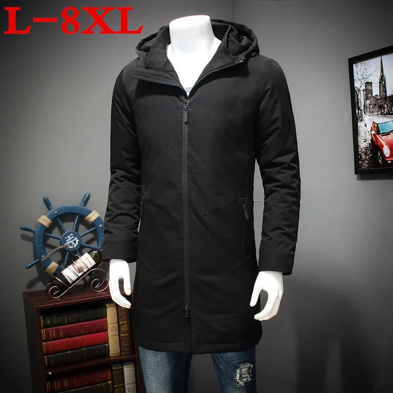 plus size 8XL in the long winter cotton padded clothes men XL warm coat fat thick jacket hooded down free shipping | Мужская одежда