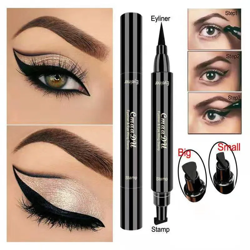 Brand Double Head Water Proof Eyeliner Black Pencil /Professional Black Liquid Eyeliner Waterproof Long-lasting Make Up Eyes