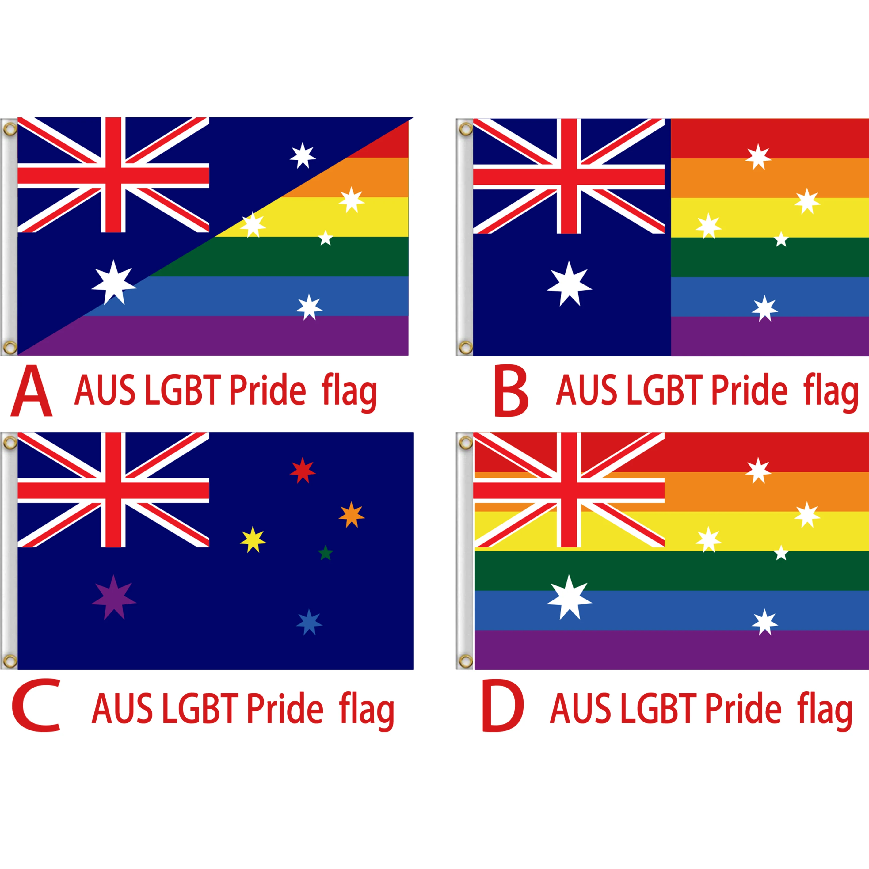 

Drop Shipping 3x5 ft LGBT Gay Pride Rainbow Flag Australia Pride flag Baed On AUS Country Flag with 2 air holes