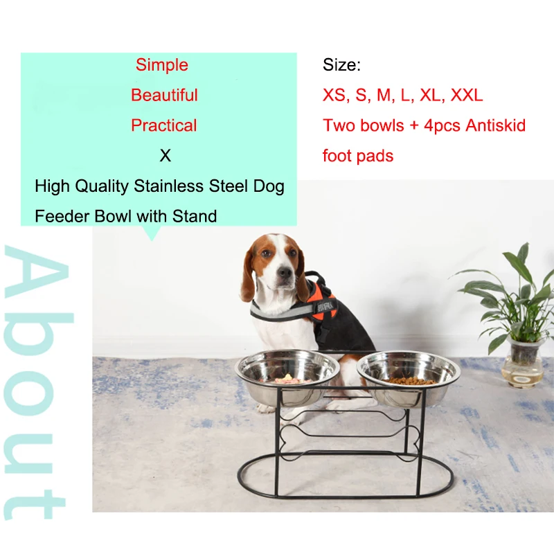 Высококачественная миска для кормушки собак из нержавеющей стали с подставкой большие миски для собак