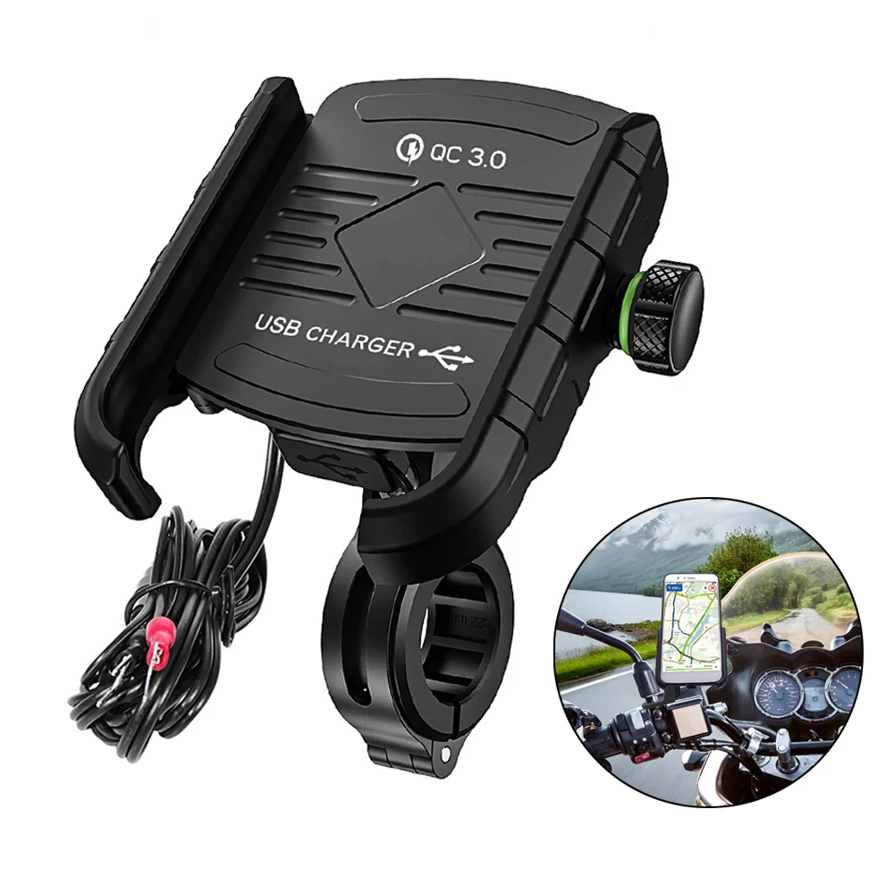 

Motorcycle Mobile Phone Holder With USB Charger QC 3.0 for Motorbike Mirror GPS Stand Bracket Cell Phone Mount Support