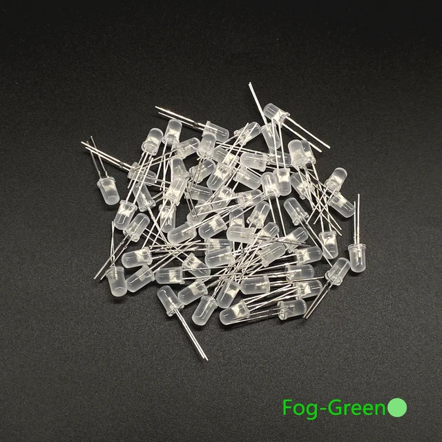 100pcs 5mm LED Diode 5 mm Assorted Kit White Green Red Blue Yellow Orange Pink Purple Warm white DIY Light Emitting Diode 100pcs Fog-Green