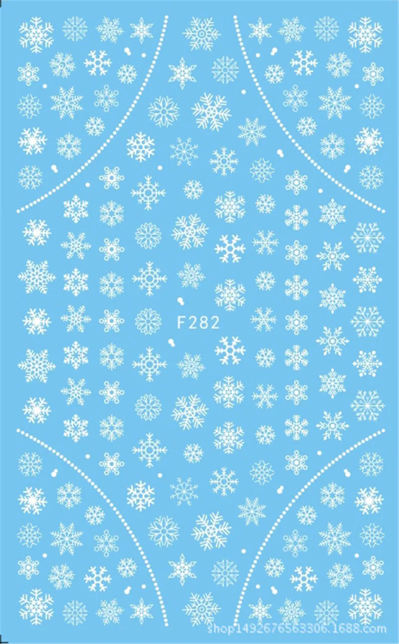 F282 White 1 шт снежинка снег стиль ногтей стикер s Рождество Смешанный олень/снежинка изображения Советы украшения для ногтей своими руками наклейка F281-284 - Цвет: F282 White