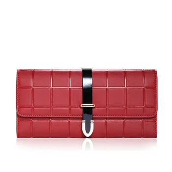 

6PCS / LOT Female Purse Vintage Plaid Long Large Capacity Wallet Women Girls Phone Wallets Ladies Clutch Bag