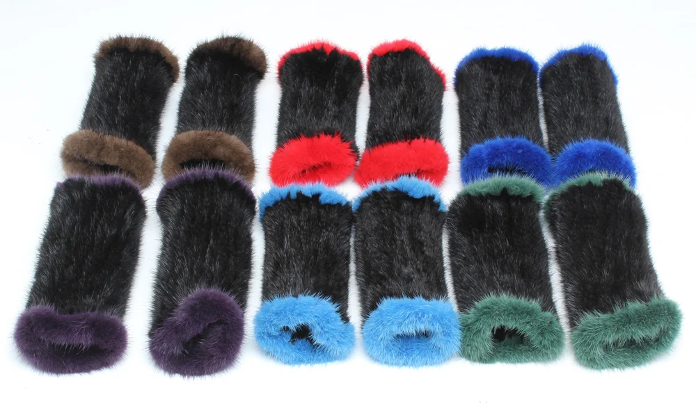 Зимние перчатки из натурального меха норки, женские перчатки из натурального меха, новые женские модные вязаные перчатки из натуральной норки, меховые без пальцев, варежки