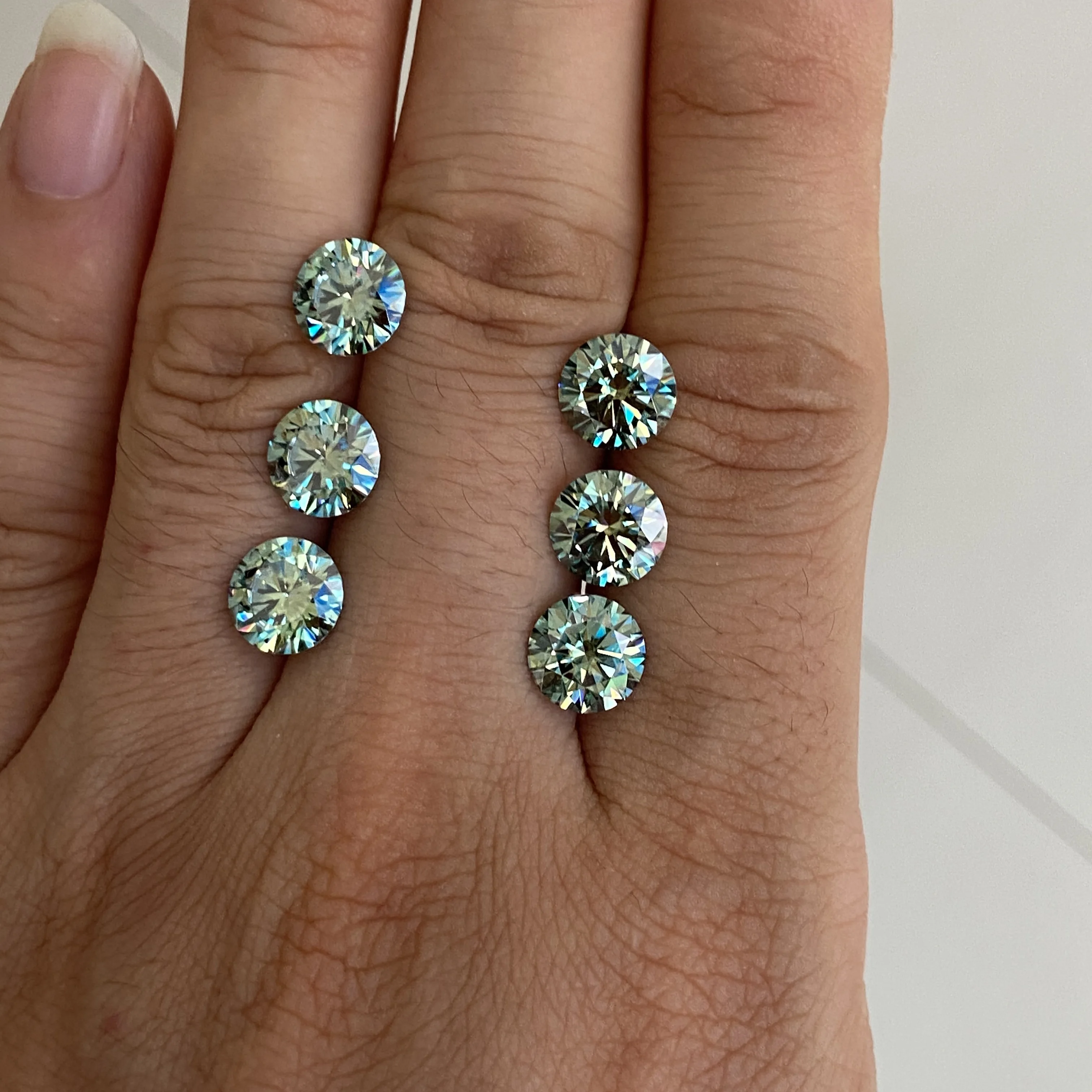 New color moissanite diamond 1ct 6.5 mm Blue Green Loose Moissanite stone