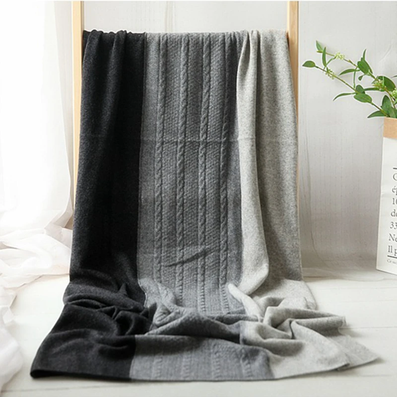 

100% Cashmere Scarf Women Simple Design Patchwork Knitting 3 Colors Ladies Knitwear Coat New Fashio