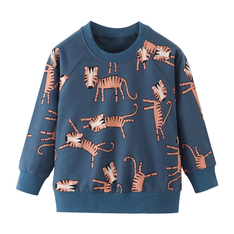 Jumping meter/ стиль, свитер с длинными рукавами милая футболка с рисунком для маленьких девочек топ с принтом динозавров, одежда для мальчиков и девочек - Цвет: T9034 animals