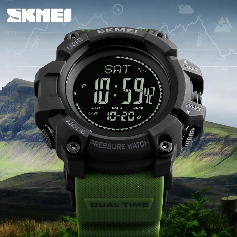 Weather Forecast Barometer Thermometer Electronic Watch Adventure Feld Outdoor Compass Sport Waterproof Men's Watch 1358 8 in 1 multifunctional electronic altimeter barometer lcd digital compass thermometer