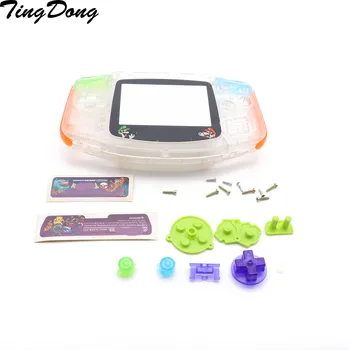 

Clear Shell Housing for Gameboy Advance for GBA Shell Cover Case replacement with Glass Screen Len and Color Buttons