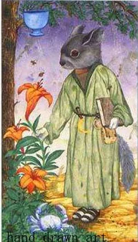 

Artist's hand-painted art deco cartoon anthropomorphic oil painting on canvas: cute cartoon little squirrel