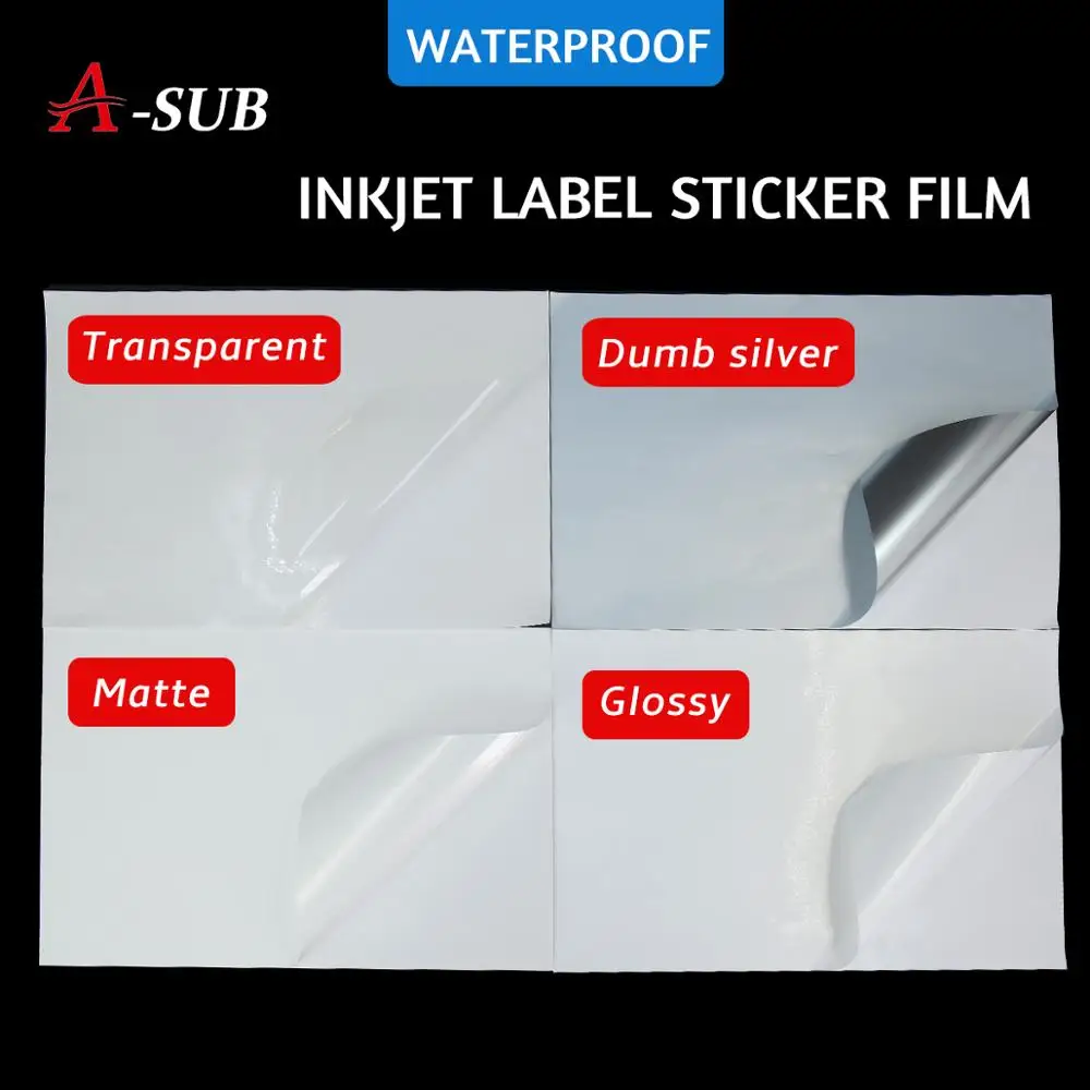 50pcs Adhesive Paper sticker film Waterproof PP-PET A4 Laser-Inkjet Printer Copier Craft Paper Label