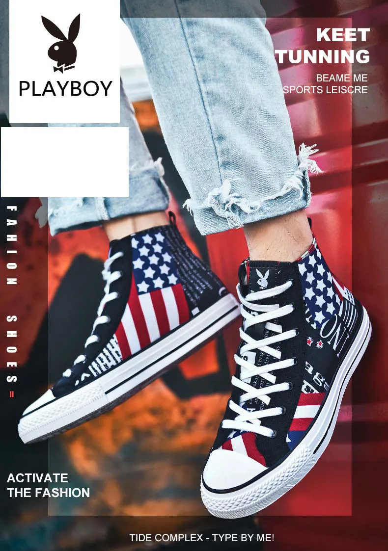PLAYBOY/Новинка; мужская повседневная обувь для скейтбординга; высокие кроссовки; спортивная обувь; дышащая прогулочная обувь; Уличная обувь; chaussure homme