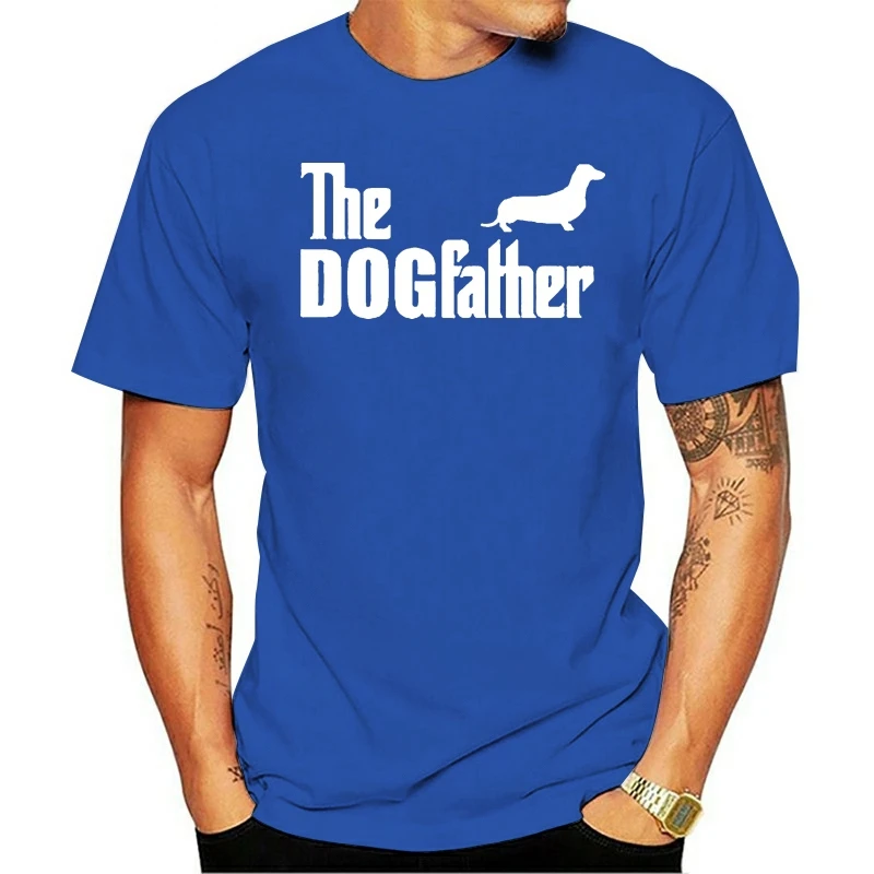 

Fashion T Shirts Dachshund Sausage Dog The Dogfather Funny For Men Summer Short Sleeve Crewneck Casual Streetwear O-neck cotton