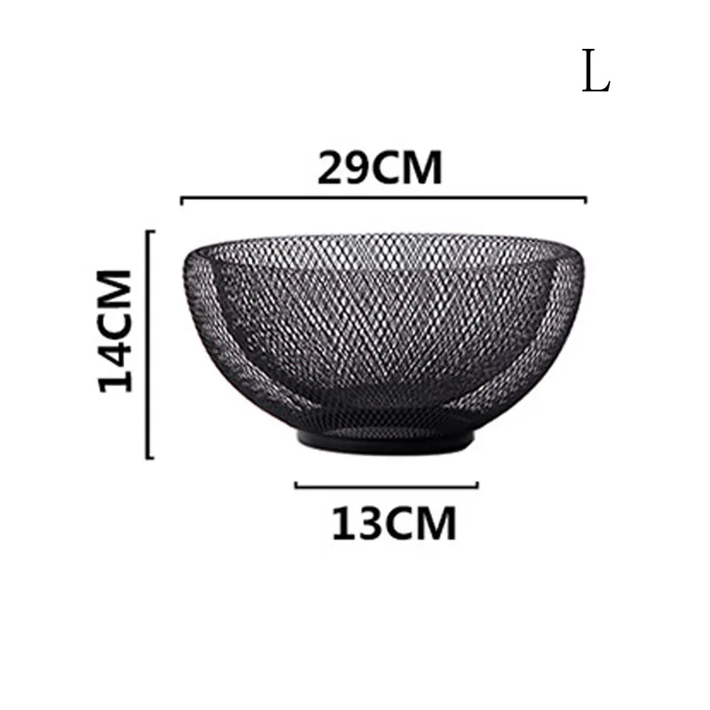 Креативная Скандинавская фруктовая металлическая многофункциональная корзина для хранения домашнего декора офисная настольная Большая емкость корзина для яиц и закусок из проволочной сетки - Цвет: Black L