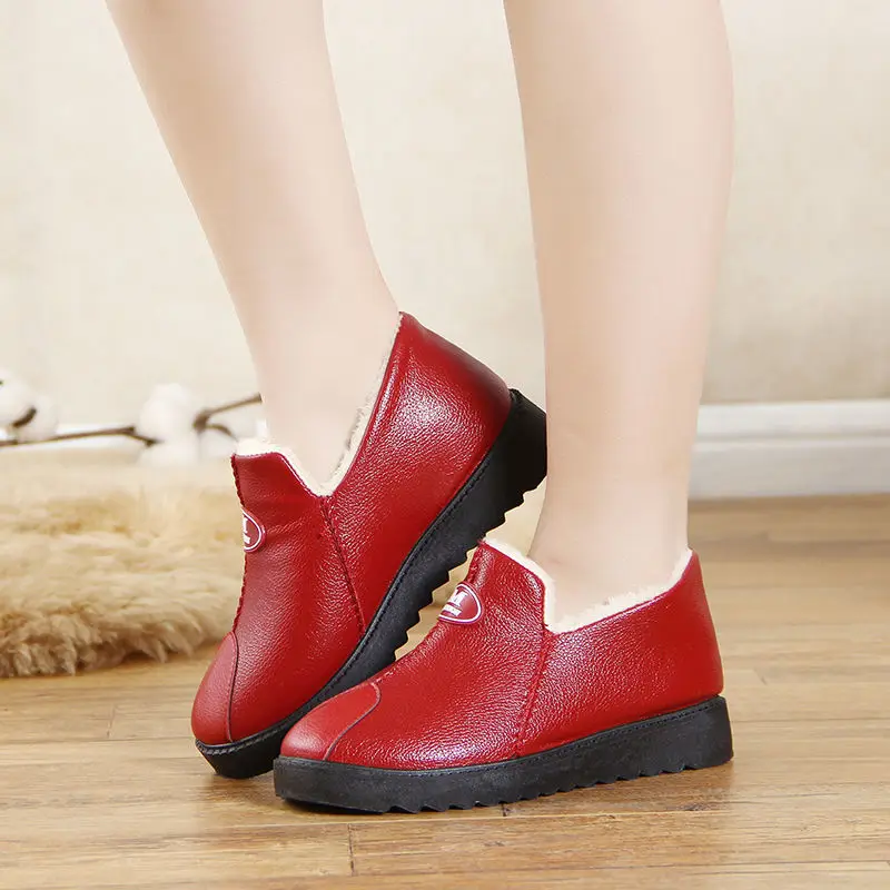 

Женские плюшевые ботинки на меху, водонепроницаемые ботильоны на плоской подошве, без застежки, повседневная обувь, зимние кроссовки, 2021