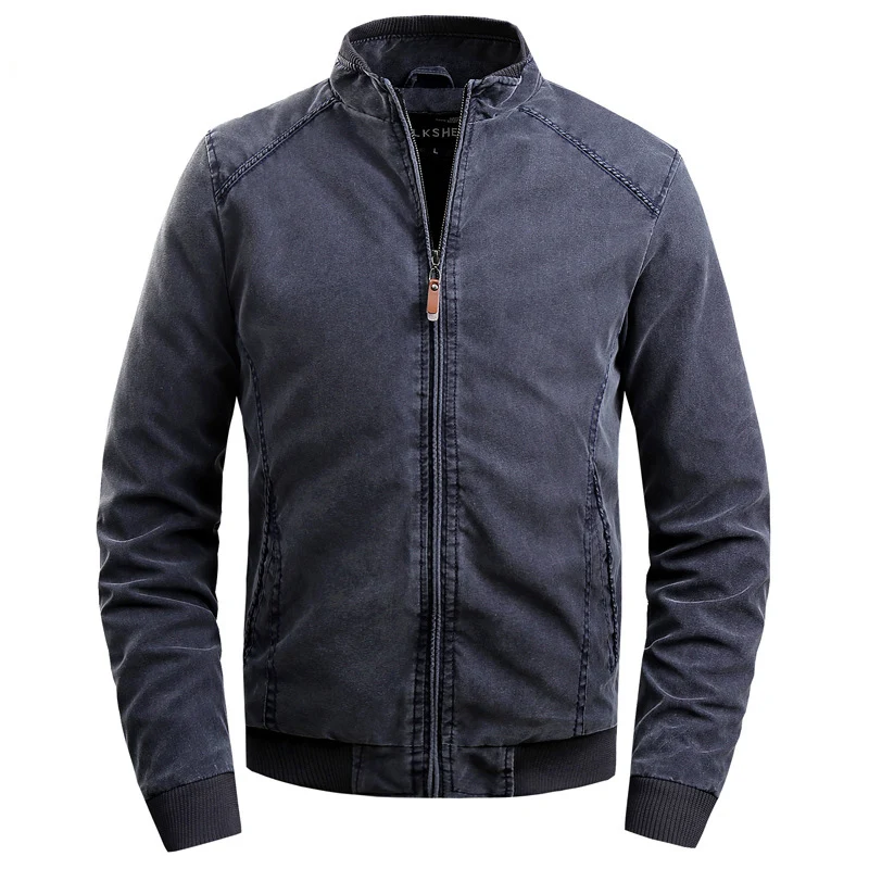 

2020 New Plus Cotton Mens Jackets Stand Collar Simple Casual Men's Jacket Solid Color Warm Long Sleeve Autumn Winter Jaket Men