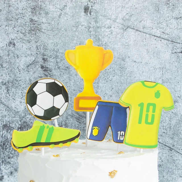 6 Pieces Ensemble Football Reve Champion Football Theme Joyeux Anniversaire Gateau Topper Garcons Enfants Faveurs Cupcake Decoration Fete Fournitures Aliexpress