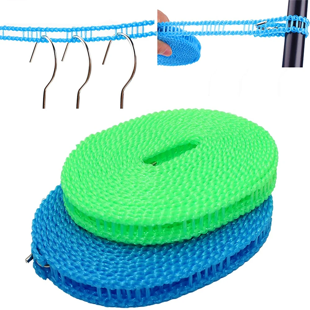 Portátil Tendedero, 16.4 Pies Nylon Viento Resistente Antideslizante Lavado  Línea Cuerda para Patio Exterior Viajes Campamento Lavandería Secado,  Verde/Azul Unique Bargains tendederos