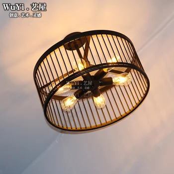

Vintage Ceiling Lights Modern Led Birdcage Retro Loft Ceiling Lamp Shade Home Lighting Luminaire Living Dining Room Light Cage