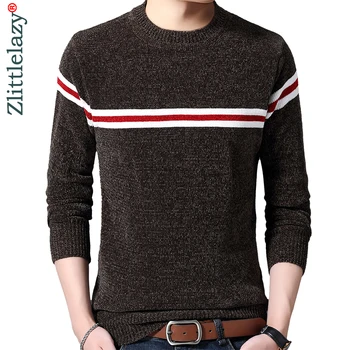 

2019 striped thick warm winter striped knitted pull sweater men wear jersey mens pullover knit mens sweaters male fashions 9302