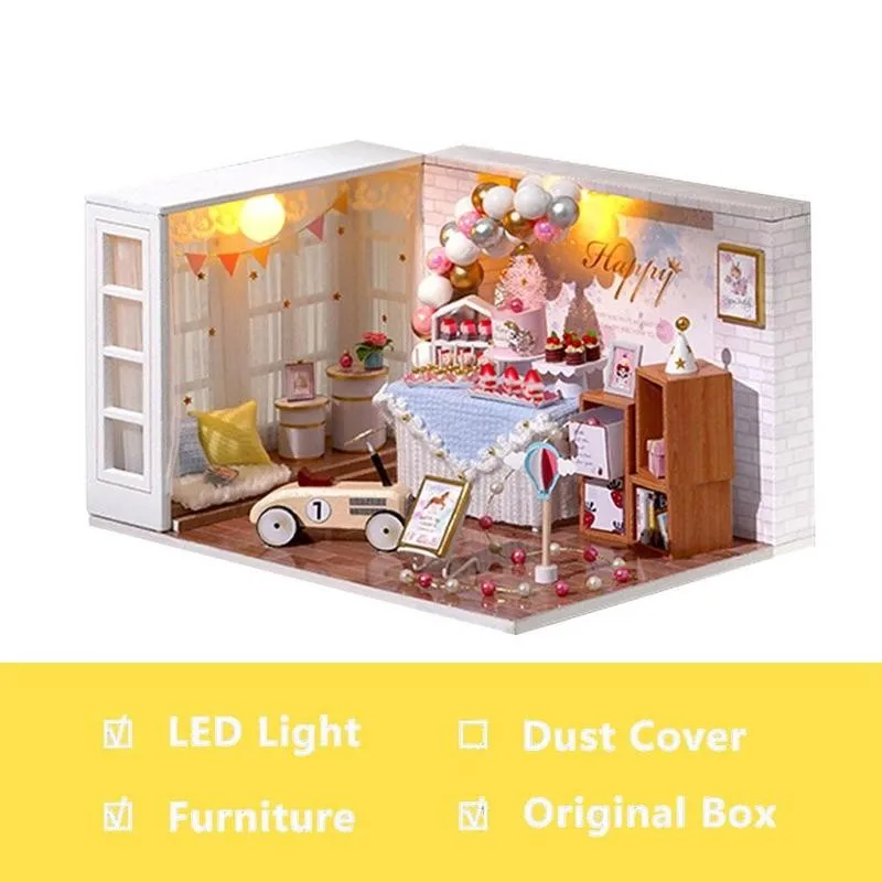 

Handmade Diy Children's Educational Toy Building Model For Girls Dollhouse Gifts Birthday Led Toys With Miniature Furniture F8B3