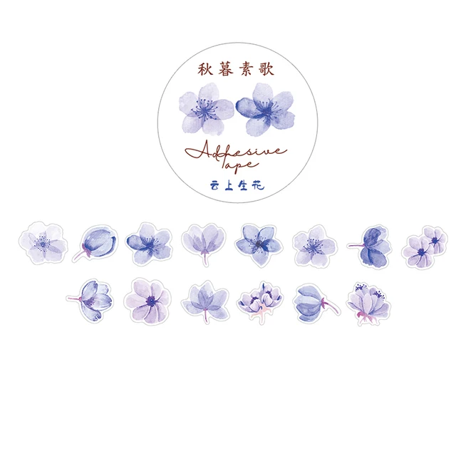 100 pcs /Roll Montain Pick Travel Butterfly Mushroom Flower DIY Decorative Masking Tape Diary Album Stickers 12