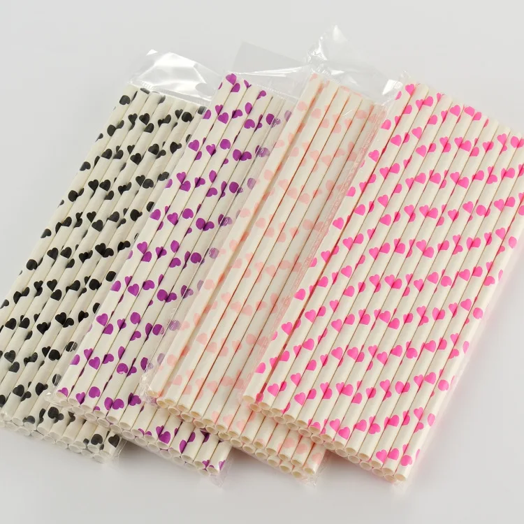 

Cross Border Manufacturers Direct Selling EU Standard Heart Series Structure Recycled Paper Straw Disposable Biodegradable Paper