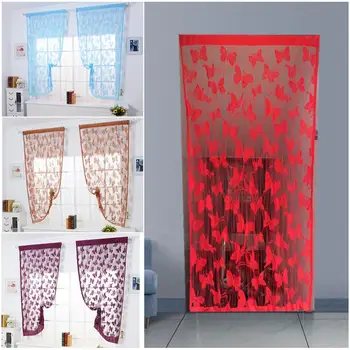 

Fast Delivery No Fading Butterfly Jacquard Line Romantic Lace Curtain Polyester Partition Curtain Porch Korean Curtain