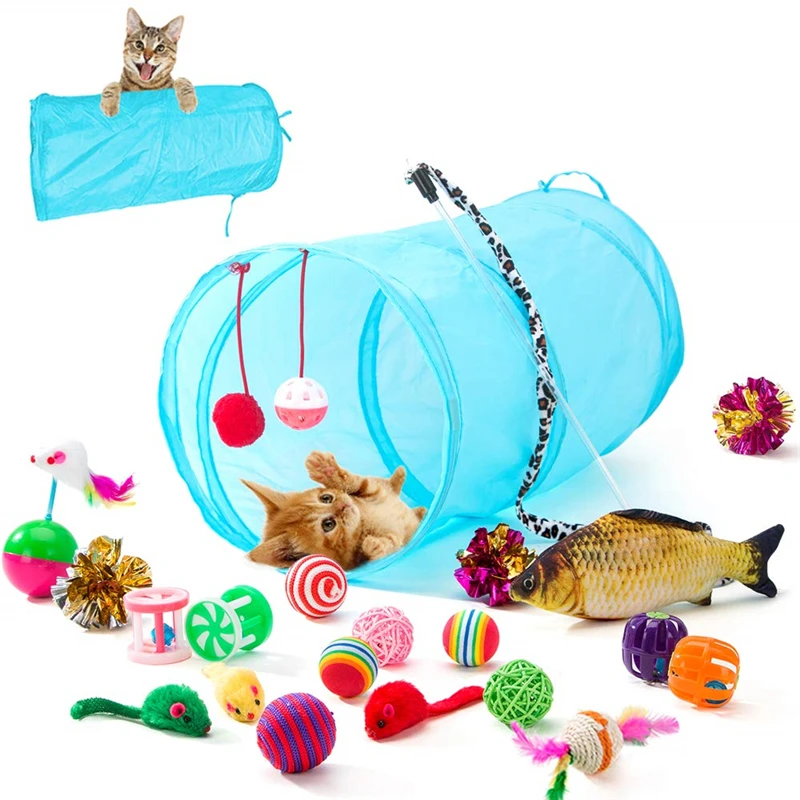 Hipidog игрушка для кошек, мышь, рыбка, мяч 21 шт., игрушки для домашних животных, игрушки для кошек, Интерактивная палочка для кошек, набор игрушек для кошек