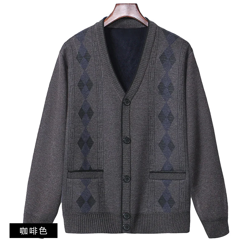 Mens Knitted Sweater Cardigan Fashion V-neck Jacket Fleece Thick Autumn Winter Leisure Warm Loose Brand  High Quality Menswear