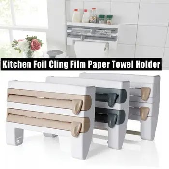 

Kitchen Sauce Bottle Storage Rack Paper Towel Holder Mount Kitchen Tool Cling Film Cut Kitchen Storage Mount