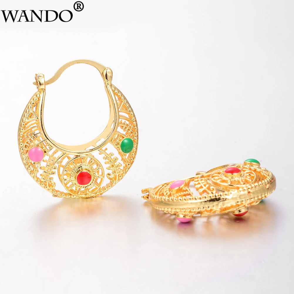 

WANDO African tricolor Enamel Earrings for Women girl pendientes aros brincos Free shipping boucle d'oreille Women Ear Loop