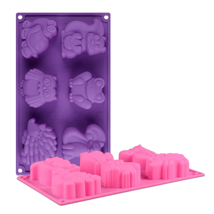 6 Hole Animal Shape Silicone Chocolate Frog Mold Kangaroo Turtle Large
