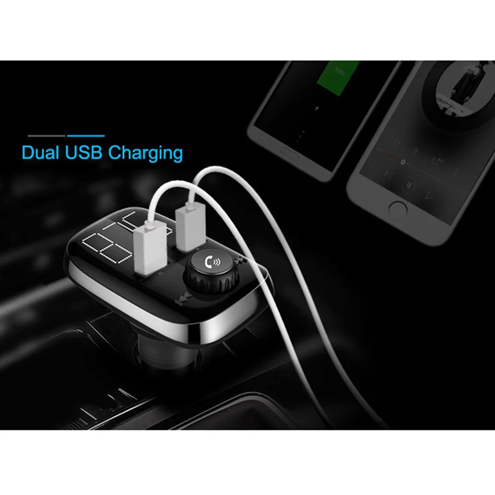 Автомобильное автомобильное зарядное устройство с двумя usb-портами беспроводной Bluetooth fm-передатчик 3.4A часть