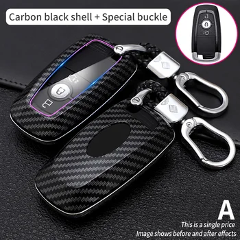 Carbon Fiber Car Smart Key Cover Case Fob Ford Fusion Mustang Explorer F150 F250 F350 Ranger Mondeo Protect Shell Accessories - Carbon Fiber Car Smart Key Cover Case Fob Ford Fusion Mustang Explorer F150 F250 F350