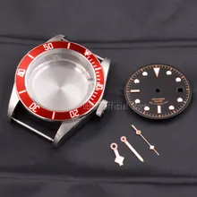41 мм Мужские механические наручные часы с красной рамкой, чехол с циферблатом, водонепроницаемые, 316L S Сталь, подходят для ETA 2836/2824 Miyota8215 821A