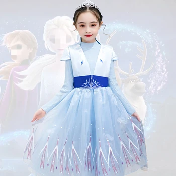 

Fancy Baby Girl Princess Clothes Elsa Anna Dress Frozen 2 Kids Jasmine Cosplay Costume Child Elsa Anna Elena Sofia Party Dress