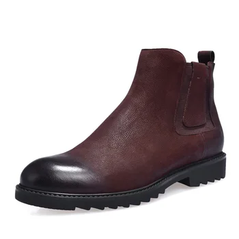 

short boots, leather boots Martin male retro men's shoes in British high Chelsea boots shoes for men and men work boots