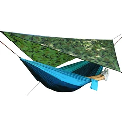 Hamac de Camping en Nylon avec écran de ciel, hamac en tissu Parachute, Double balançoire, pour l'intérieur et l'extérieur 