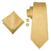 Hi-Tie Solid Gold Yellow Silk Ties For Men Handky Cufflinks Set Fashion Gift For Men's Tie Wedding Business Necktie  ► Photo 3/6