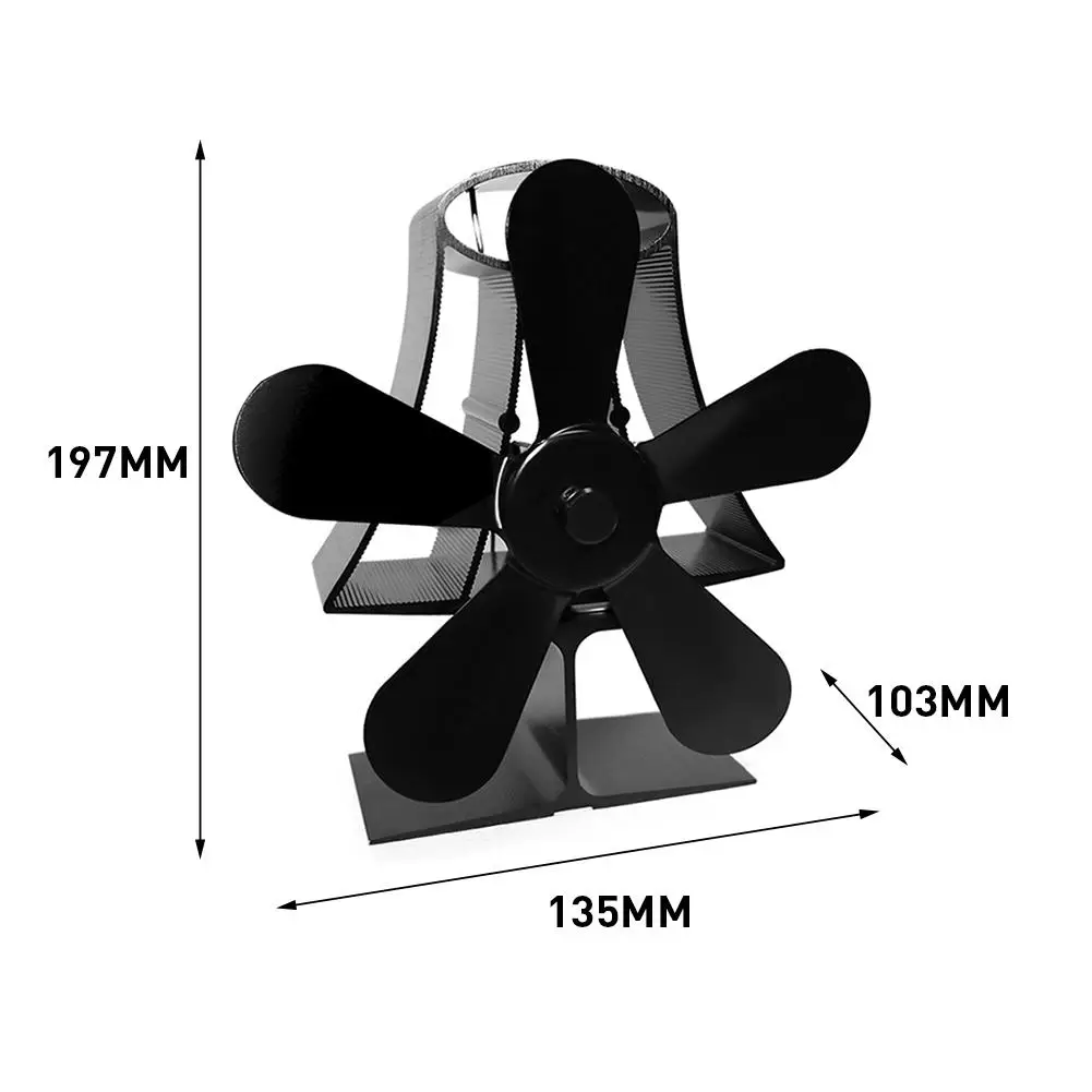 Разработанный 5 лопастей вентилятор для печи, работающий от тепловой энергии для древесины/бревен горелки/камин-экологически чистые(черный