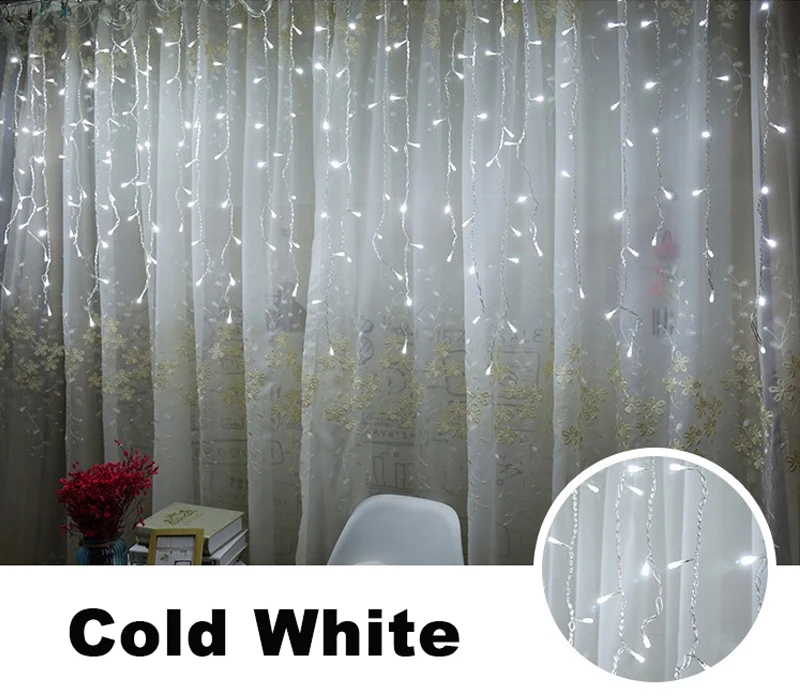 Cold White 110-220 В Рождественская гирлянда светодиодный Сказочный светильник 5 м 96 Светодиодный s Droop 0,3-0,5 м наружный праздничный Декор для дома - Испускаемый цвет: Cold White