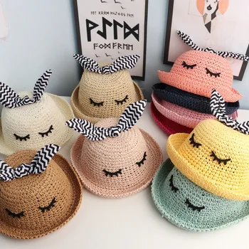 

Summer Thin CHILDREN'S Straw Hat Girls Breathable Big Brim College Style Summer Hat Female Baby Princess Outing Sun-resistant Be